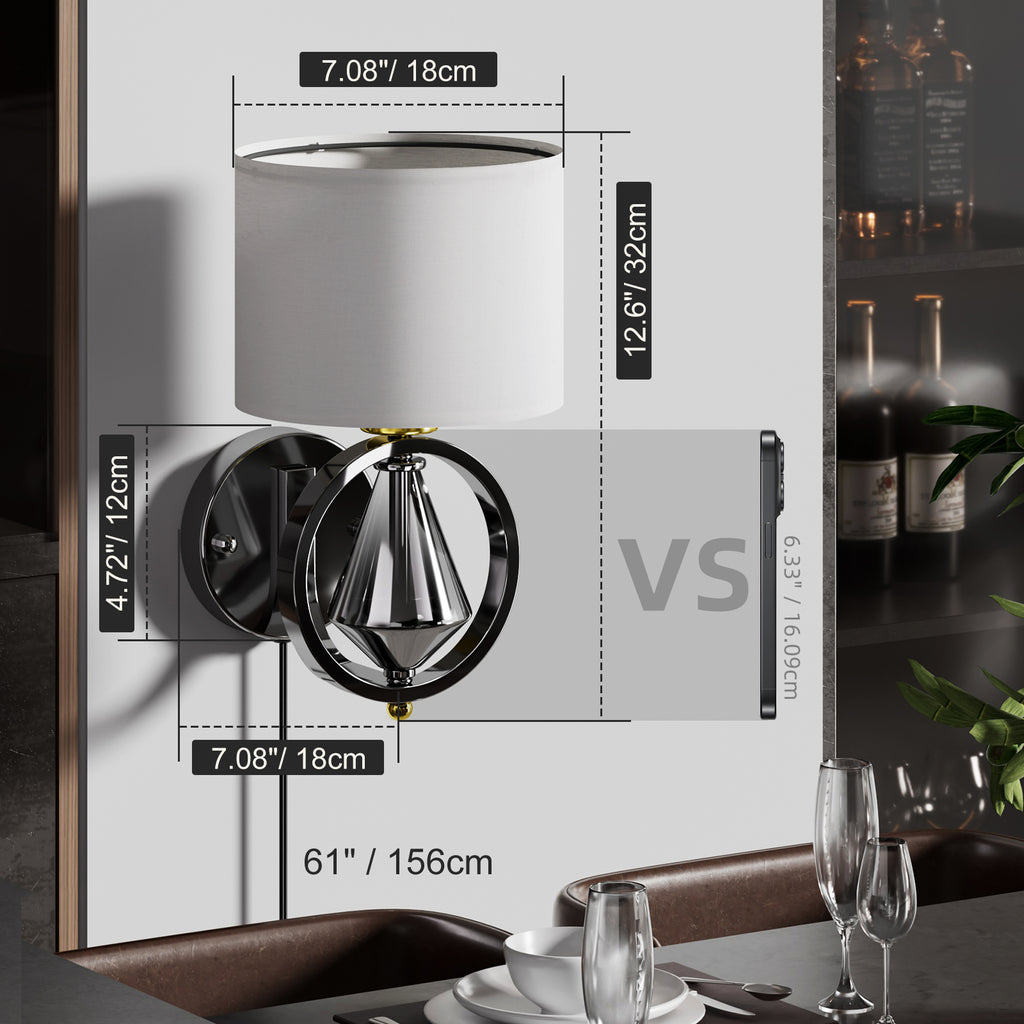 C06-1 Modern Gunmetal Diamond Wall Sconce for All Home Styles(Bulb Included)