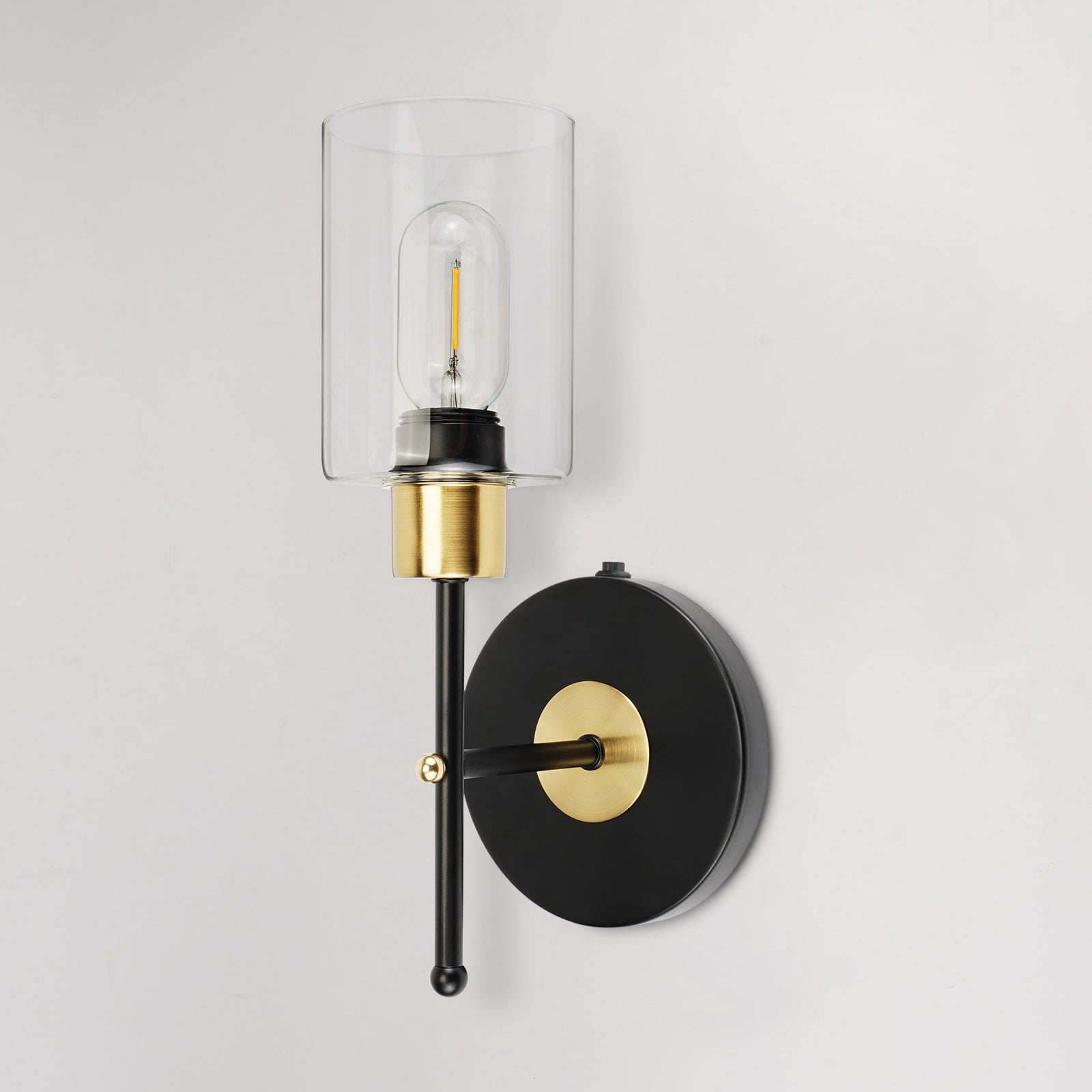 C01 Battery Operated Wall Sconces LED Lamp with Clear Glass Shade