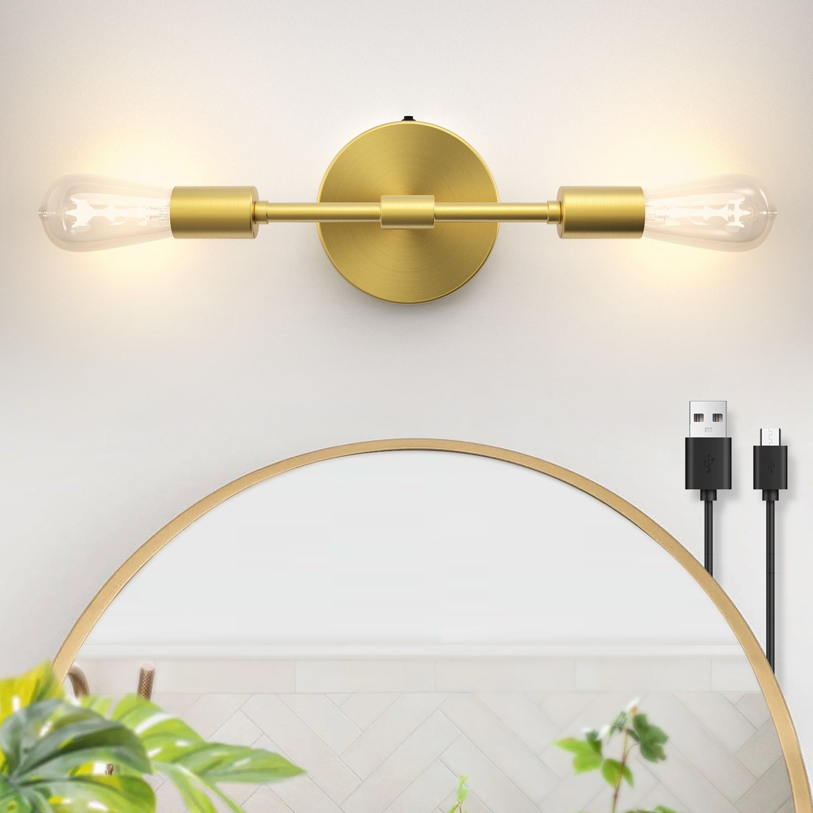 C05 Double Head Wall Lamp LED Light Battery Operated for All Home Styles